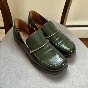 Franco Sarto Green Loafers with Gold Accent